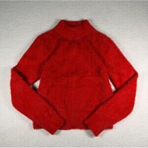 No Boundaries Red Fuzzy Zip-Up Sweater Jacket